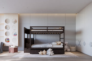 BB5 Full/Full Bunk Bed w/Twin Trundle + Staircase Storage