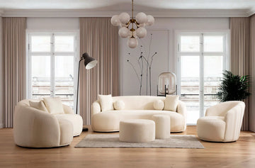 Sofá y loveseat Bonita Ivory Boucle