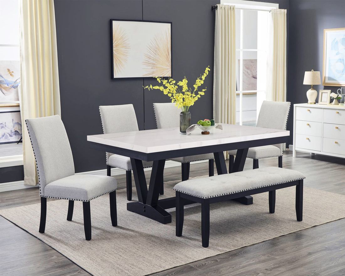 1319-6P-1320-SB VANCE FAUX TBL/SIDE CHAIRS,BENCH