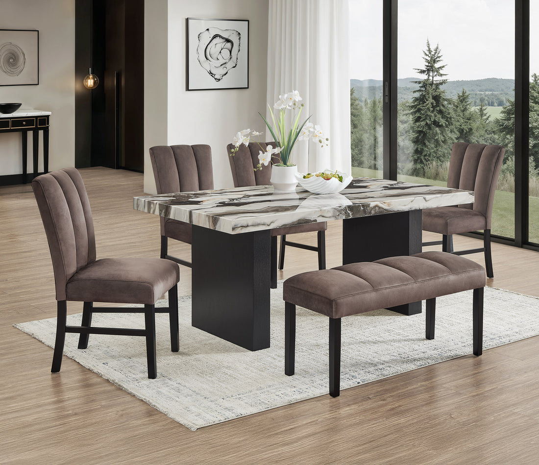 1420-6P VEGA FAUX MARBLE DINING GROUP