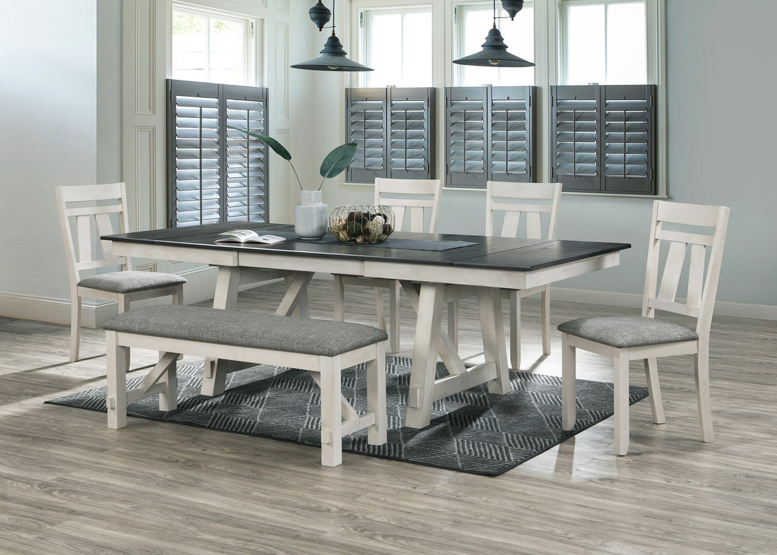 2158CG-6P MARIBELLE 6P W/BENCH CHALK WARMGREY