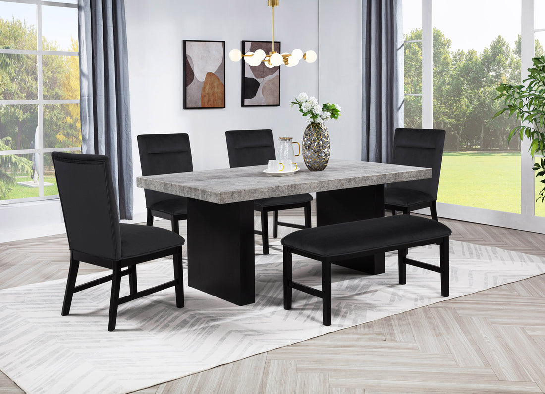2225BK-6P SEBASTIAN DINING GROUP BLACK