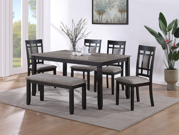 2325SET-LG PAIGE 6PK DINING SET W/BENCH L.GREY