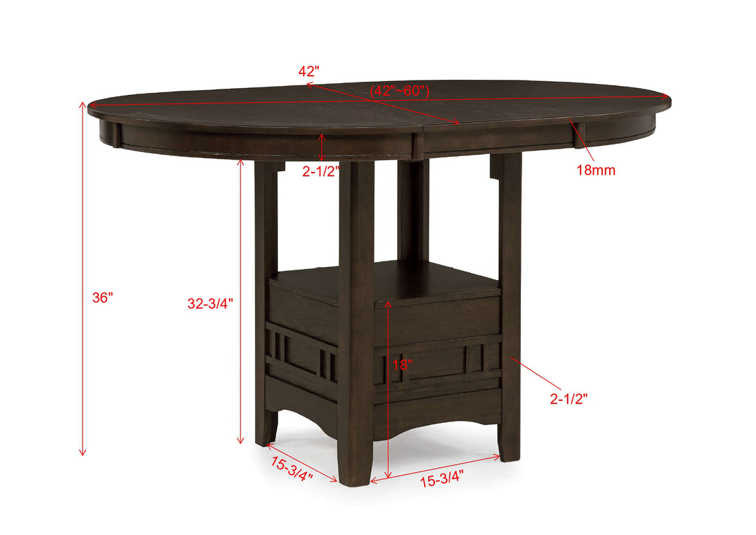 2795BRN-5P HARTWELL CNTR HEIGHT DINING BROWN