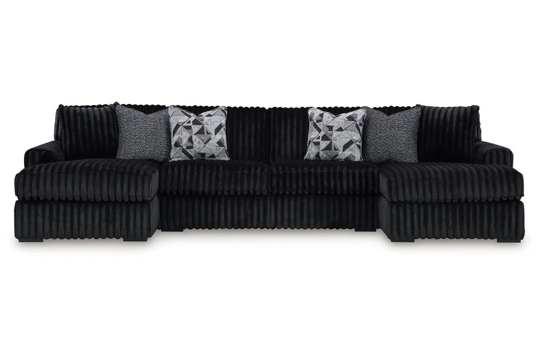 Seccional de 3 piezas con chaise longue doble en color ónix Midnight-Madness