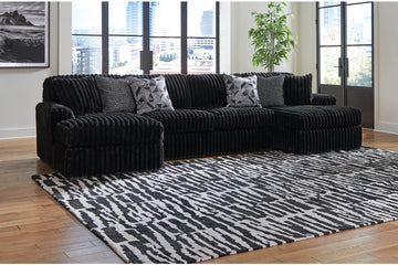 Seccional de 3 piezas con chaise longue doble en color ónix Midnight-Madness