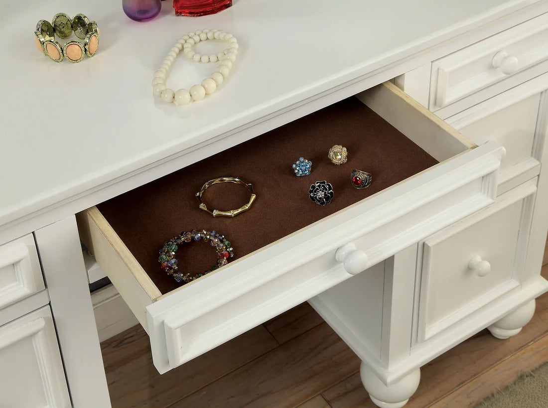 Athy White Vanity W/ Stool