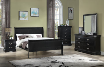 SETB3950 LOUIS PHILIP BLACK BEDROOM GROUP