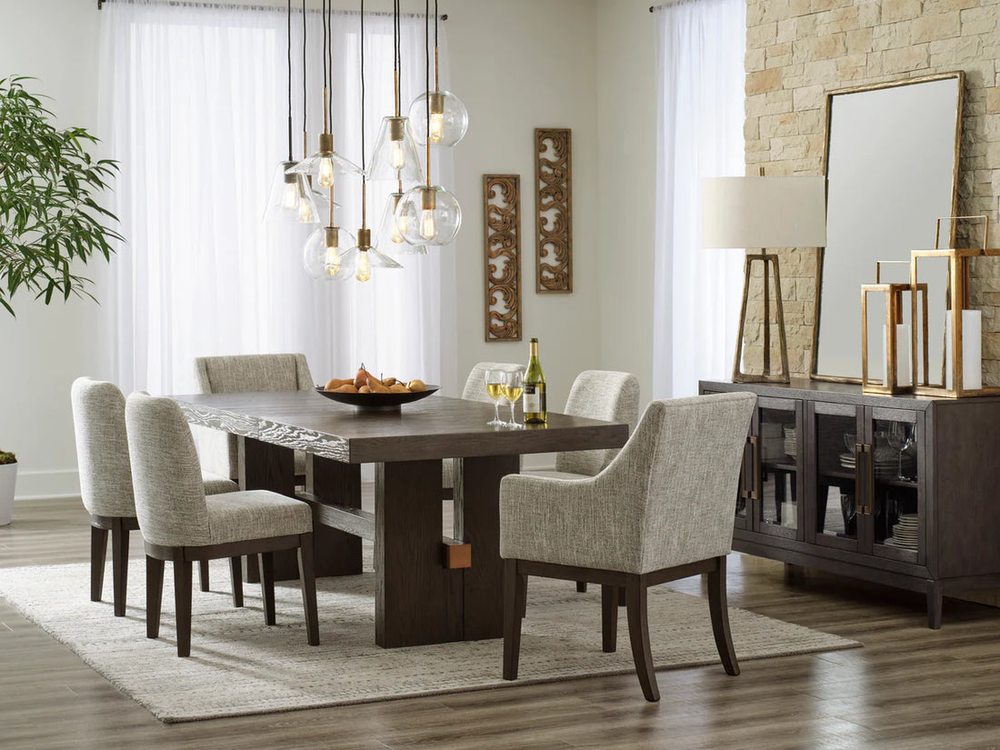 Juego de comedor extensible Burkhaus marrón oscuro