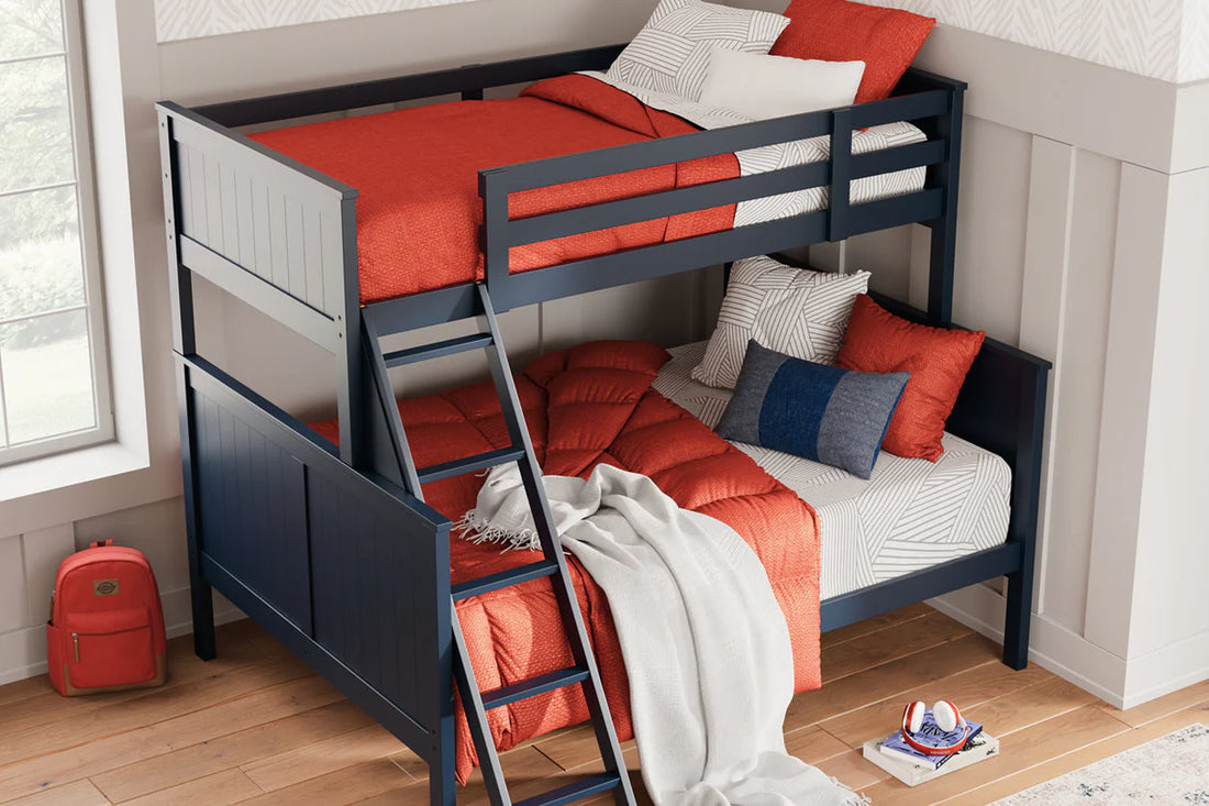 Litera Nextonfort Blue Twin sobre cama matrimonial