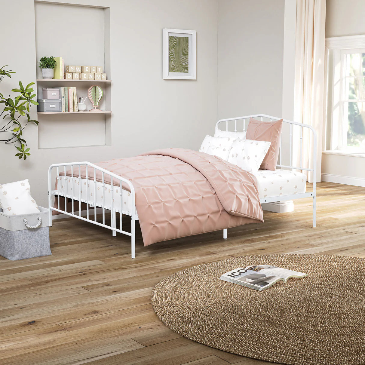 Cama completa de metal blanca Nicoli