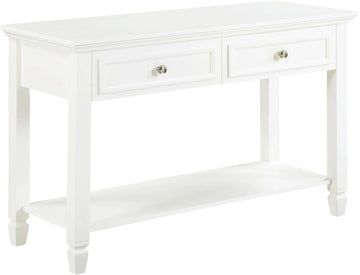 Mesa de sofá rectangular con dos cajones color suero de leche