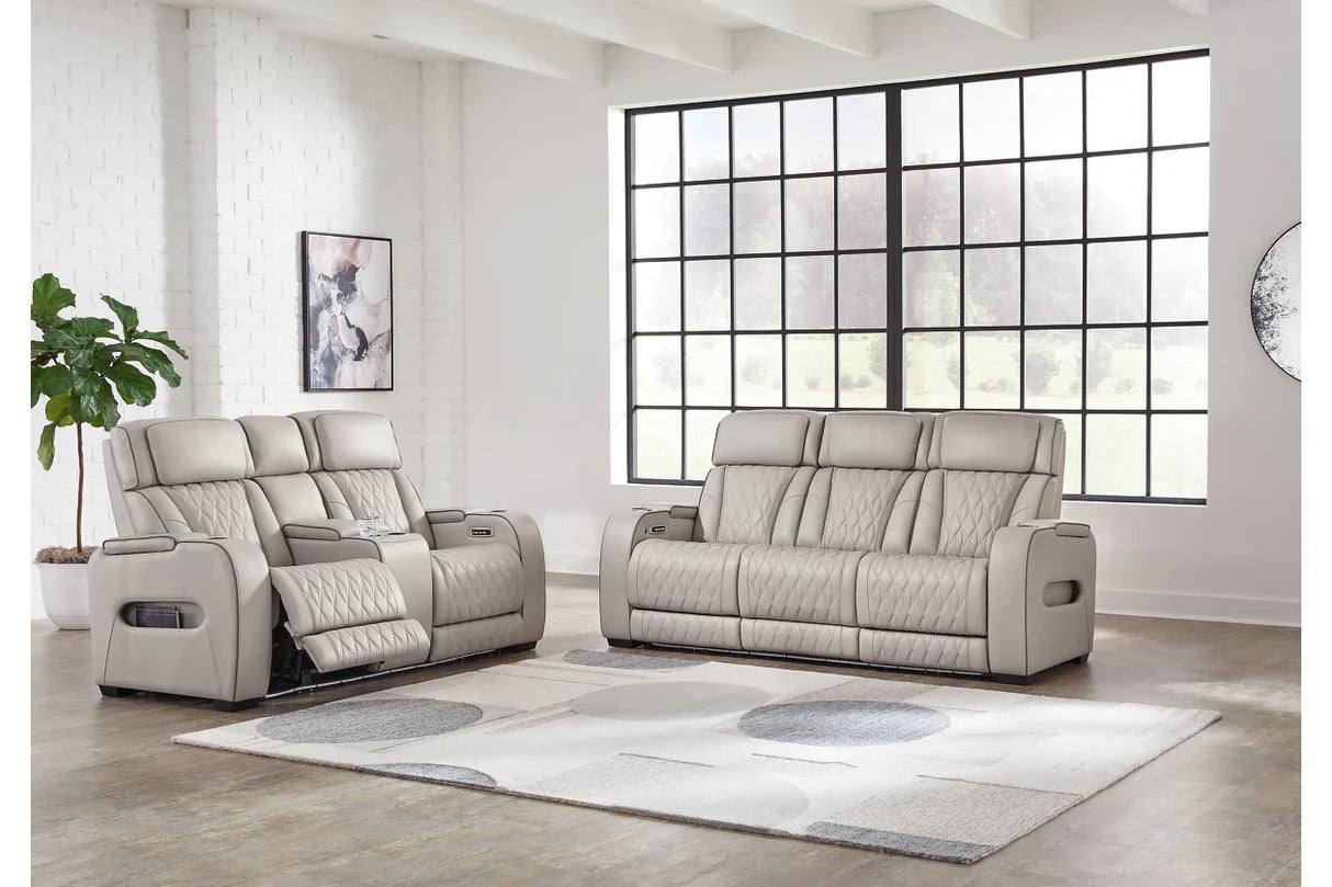 Juego de sala de estar reclinable eléctrico Boyington Gray