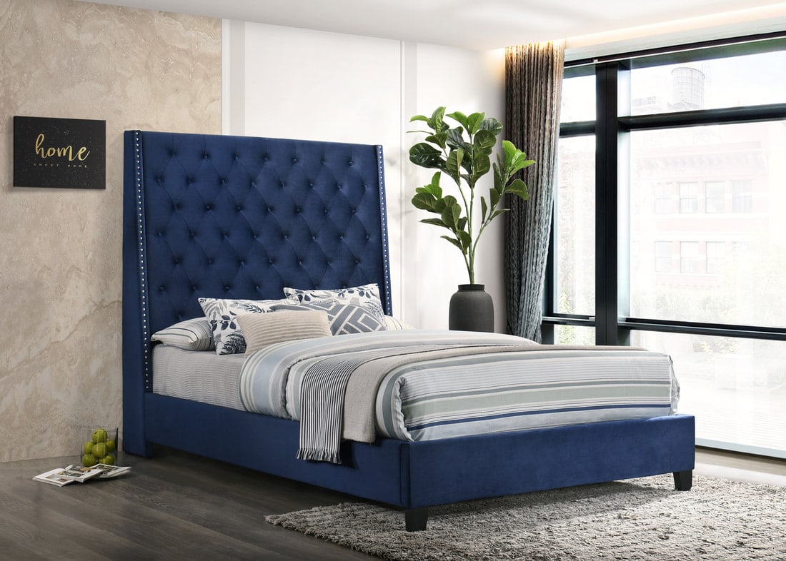 Cama plataforma Azul Queen - HH430