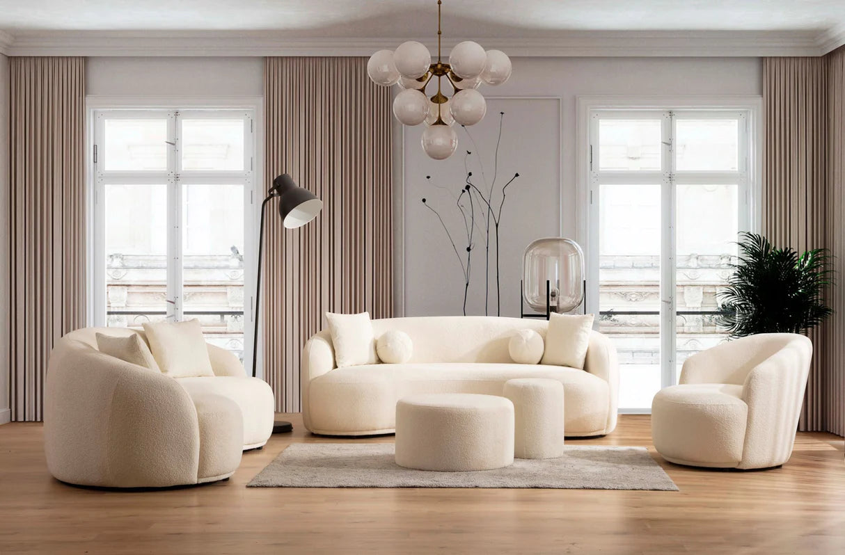 Sofá y loveseat Bonita Ivory Boucle