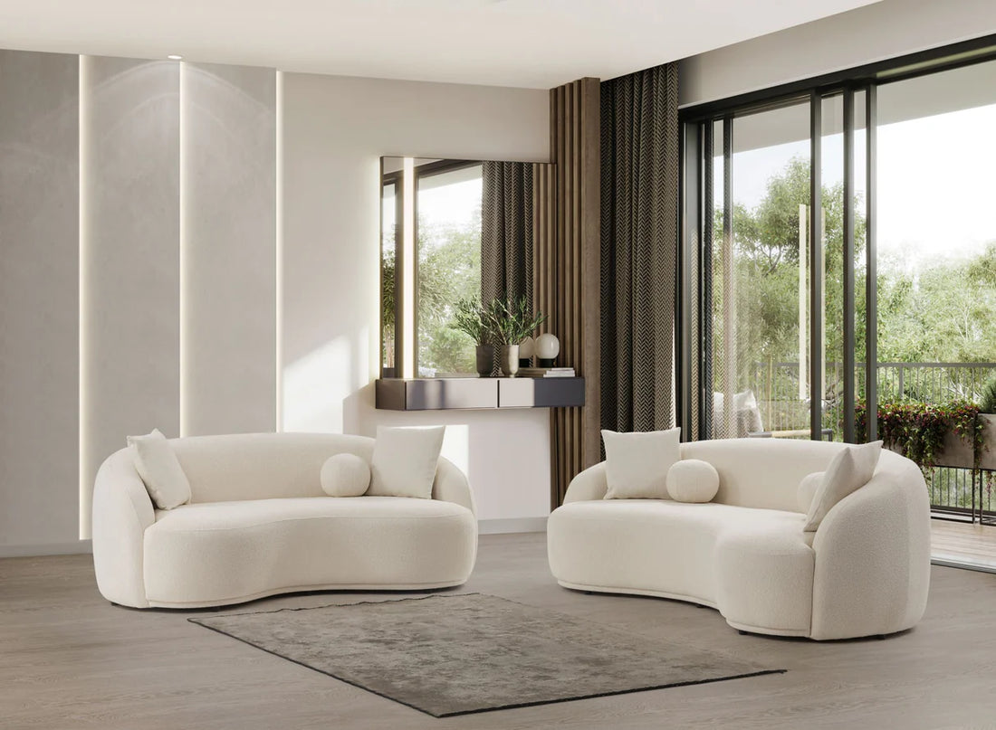 Sofá y loveseat Bonita Ivory Boucle