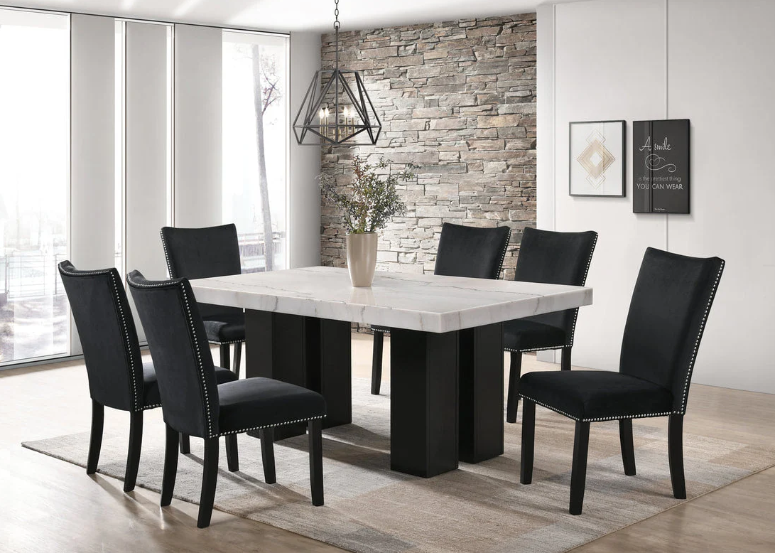 Finland - (GENUINE MARBLE) Table & 6-Chairs